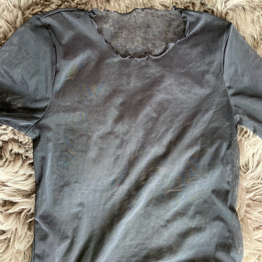 Aritzia Mesh Black See-Through Long Sleeve Tee